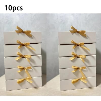 10 stuks geschenkdozen voor bruiloft, grote h Kraftpapier geschenkdozen voor sieraden, Zwarte geschenkdozen met lint voor bruidsmeisje, Verjaardagscadeaudozen 10pcs