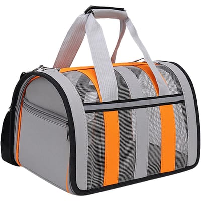 Sacs de Transport pour Chats Imperméables Respirants en Tissu Oxford Pliants Sac de Transport de Voyage pour Animaux de Compagnie Chiens S 8.9 X 1.5in gris