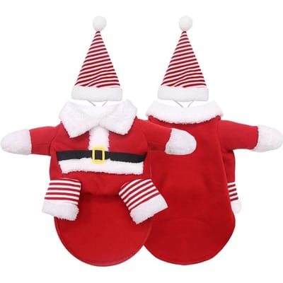 Costumes de Noël pour animaux de compagnie Costume drôle de Père Noël pour chiens chats vêtements chauds d'hiver Chihuahua carlin Yorkshire vêtements XS white