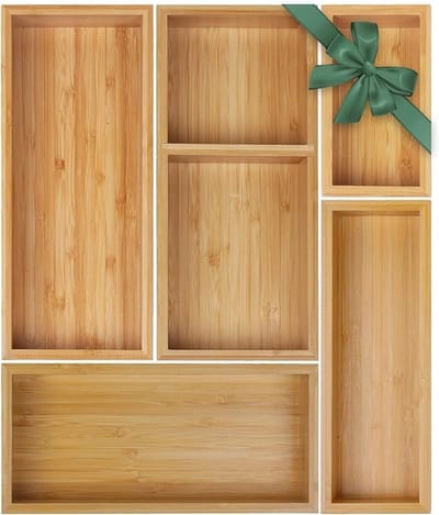 5-delige Bamboe Lade Organizer Set - Opbergbakjes voor Keuken, Badkamer en Kantoor