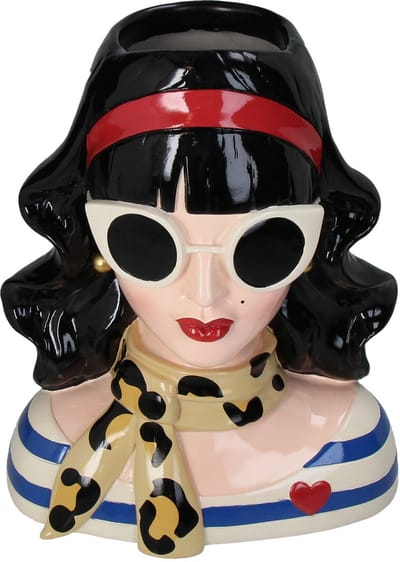 Vaas Fashion Lady Zonnebril Zwart Roze Polyresin 23x16x28,5cm