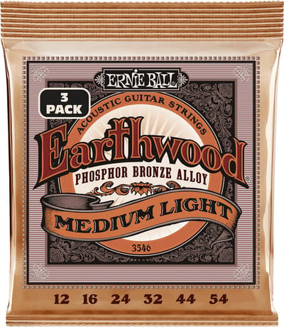 Ernie Ball Earthwood Phosphor Bronze - Gitaarsnaren - Medium Light 3-Pack - 12-54 - Akoestische Gitaar