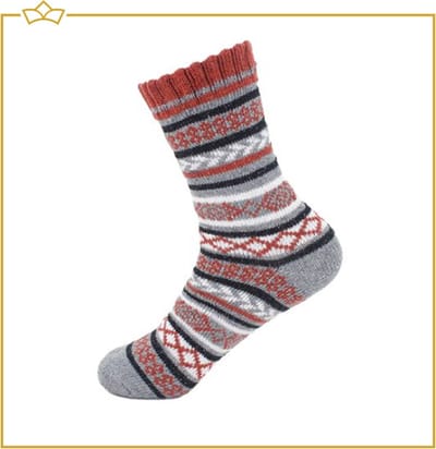 ATTREZZO® Huissokken - Noorse Sokken - Wintersokken - maat 39/42 - Grijs/Oranje