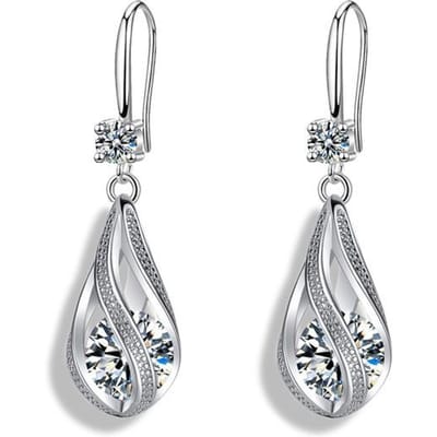 Fijne Nieuwe 925 Sterling Zilveren Luxe Kristal Zirkoon Oorbellen Bedels Voor Vrouw Leuke Engagement Bruiloft Sieraden Drop Gift gray