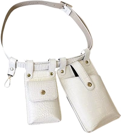 2-delige Leren Dames Heuptas – Heuptasje Dames & Crossbody Tas Dames – Mini Riemtas - Fanny Pack – Telefoon Tasje voor Vrouwen - WIT