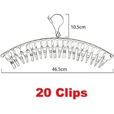 Cintre de séchage de vêtements en acier inoxydable, 6 à 20 chevilles, coupe-vent, porte-vêtements, Clips, chaussettes, aérateur de linge, support de sous-vêtements et de chaussettes white