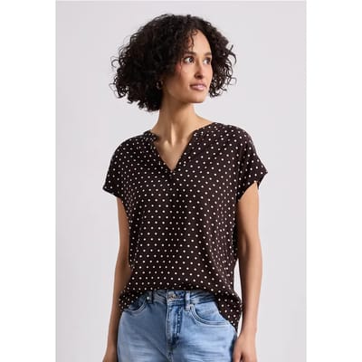 Blouse met losse schouders en gespleten hals