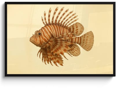 Poster in lijst - Fotolijst 120x80 cm - Posters - Strepen - Vis - Rond - Stekels - Posterlijst zwart - Decoratie - Wanddecoratie woonkamer - Muurdecoratie slaapkamer