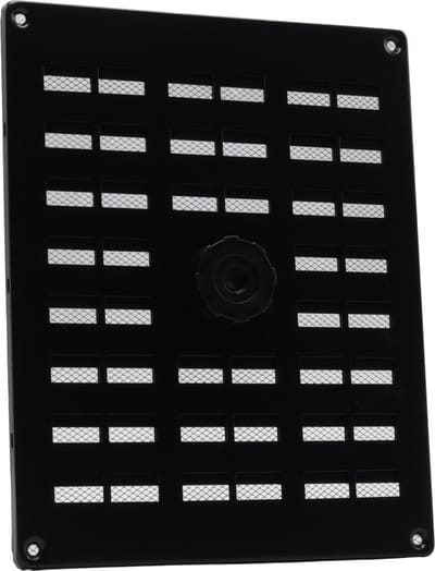 Nedco BV Aluminium schuifrooster 250x200mm met gaas en draaiknop, zwart