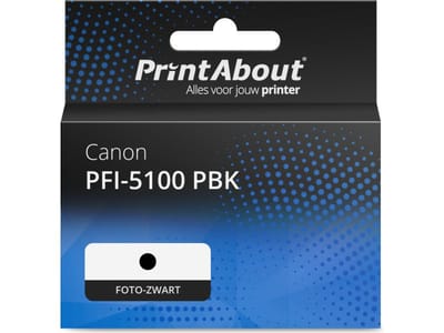 PrintAbout huismerk Inktcartridge PFI-5100 PBK Foto-zwart Geschikt voor Canon
