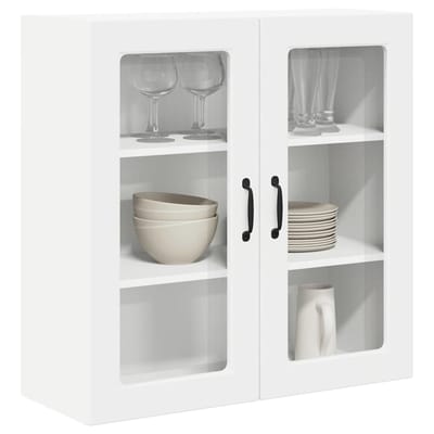 vidaXL - Wandglas - Kasten - PORTO - Wit - 80 - x - 31 - x - 80 - cm - Bewerkt - hout