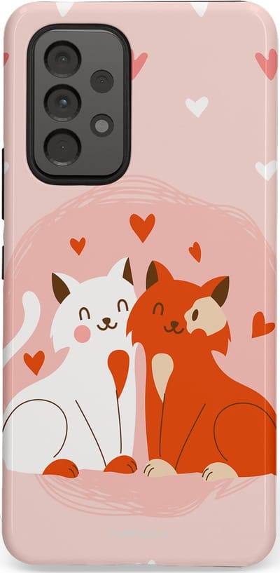 Casetastic Hoesje Geschikt voor Samsung A53 - Stijlvolle Beschermende Duo-layer Case - Romantische Katten Liefde