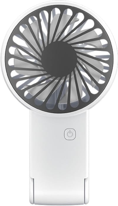 Handventilator - mini ventilator - draagbare handventilator - met opvouwbare standaard - draagbare ventilator - 3 snelheden verstelbare - batterijgevoede luchtcirculator - voor mannen en vrouwen（Wit）
