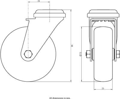 75 mm roestvrijstalen zwenkwiel met grijs, elektrisch geleidend thermoplast