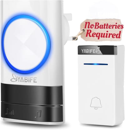 Draadloze Deurbel - Zelfvoorzienend Systeem - Geen Batterij Nodig - Waterdicht IP44 - 50-305m Bereik - Wit
