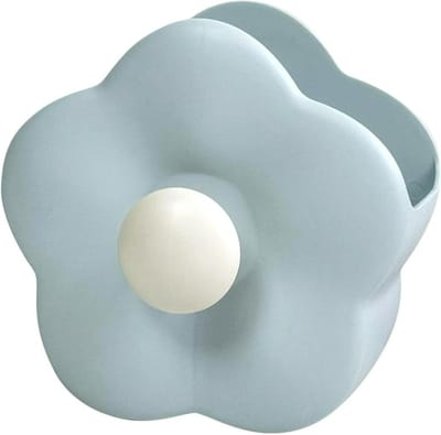 Opbergrek - Houder voor make-upborstels - 13,9 × 8 × 13,5 cm - Bloemvormig - Bureau-opbergdoos - Multifunctionele opbergorganizer - Blauw
