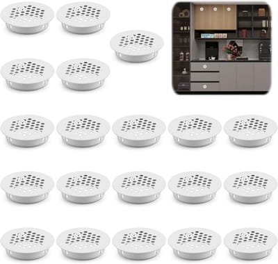 20x Ronde Roestvrijstalen Ventilatieopeningen Wit - 35mm Diameter - Voor Kasten en Meubels