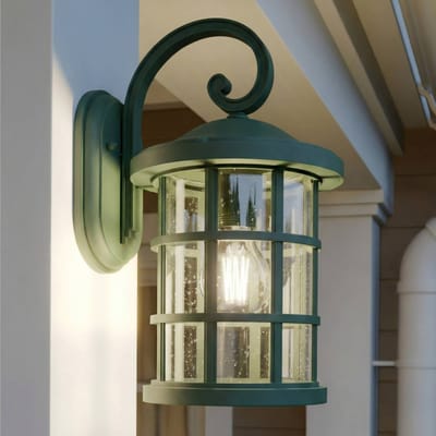 Lindby - Wandlamp buiten - 1licht - Kunststof, glas - H: 36.5 cm - E27 - groen, helder
