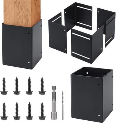 Verstelbare Postbeschermers Set, 8.5-15.2 cm IJzeren Voeten met Schroeven voor Terrassen, Houten Hekken en Opritten