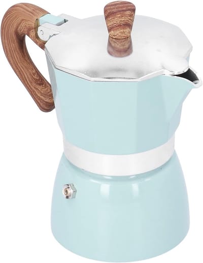 Klassieke Italiaanse Moka Koffiezetter voor 3 Kopjes van Aluminium met Antislip Handgreep voor Thuis, Kamperen en Kantoor