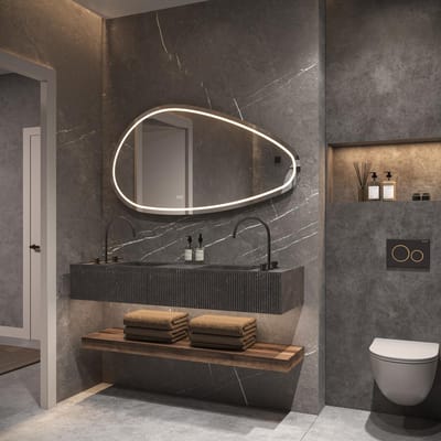 HIPP Design Phantom Organische LED spiegel - 160 x 80 cm - Directe en Indirecte LED Verlichting - Kleurenwissel - Spiegelverwarming - Touch Dimmer