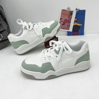 Retro Kleine Witte Schoenen Kinderen Lente en Herfst Nieuwe Ins Trendy Dikke Zool Enkele Schoenen Leer Casual Board Schoenen 40 groen