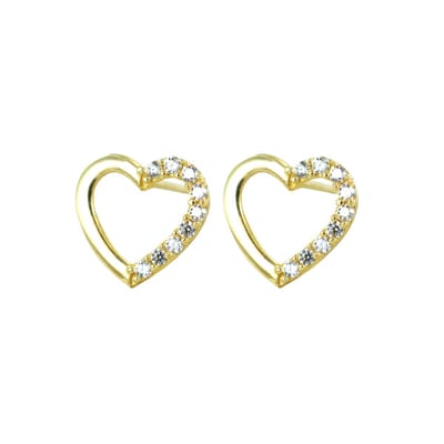 New Bling 9NBSAM-G190050 Gouden Oorknopjes - Dames - Hartje - Opengewerkt - 7 x 7,2 mm - Zirkonia - 14 Karaat - Goud