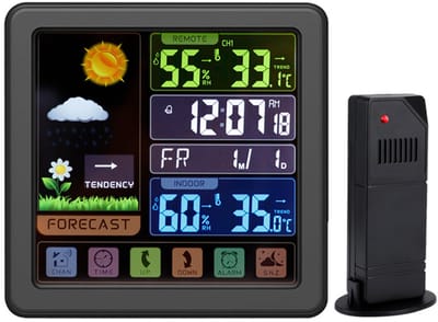 Weerstation draadloos binnen buiten met thermometer / atoomklok