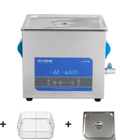 GT-Sonic R13 ultrasoon reiniger - 13 liter RVS ultrasone reiniger - 40kHz ultrasoon reinigingsapparaat - Ultrasoonreiniger incl. korf en deksel