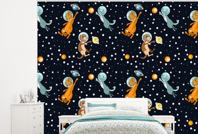 Behang - Fotobehang Planeten - Hond - Patroon - Breedte 300 cm x hoogte 240 cm