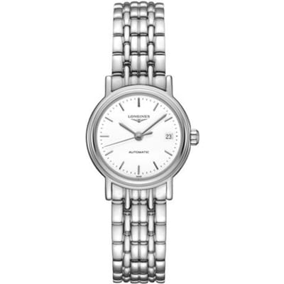 Montre Longines Série Fashion Mouvement Mécanique Automatique 25,5 mm Cadran Blanc Boîtier en Acier Inoxydable Bracelet en Acier Inoxydable L4.321.4.12.6 Regular Watch Box,Silver Strap