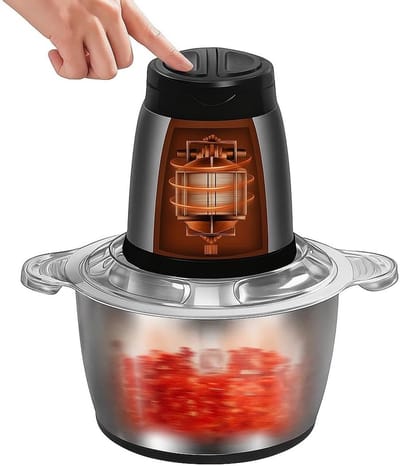 Elektrische vleesmolen - Keukenmachine hakker - Eten bereiden - Krachtige 250W motor - 2 Liter kom - Zilver