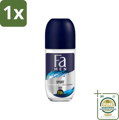 1 x Fa Men - Sport - Deodorant Roller - Citrus Green - 50 ml- Sport Deodorant - Citroen Geur - Mannelijke Deodorant - Frisse Geur - Huidbescherming