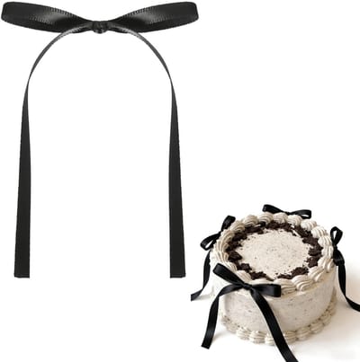 Dailygoods - Strikjes, 40 Stuks Zwart/Paars, Taartdecoratie Verjaardag Meisje, Cake Topper van Stof 9,6x7,3 cm, Elegante Accessoires voor Bruiloften, Feestjes en Banketbakkerij (Zwart)