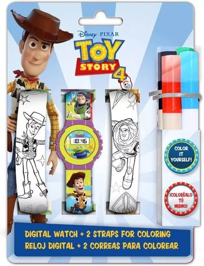 Disney Pixar Toy Story Digitaal Horloge met inkleurbare bandjes & Stiften in Blister - Cadeau