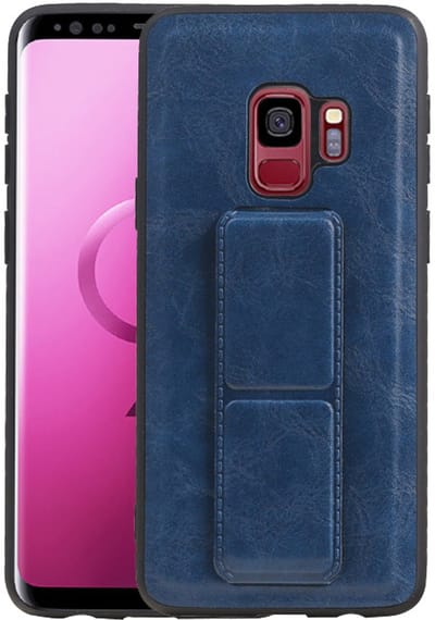 Grip Stand Hardcase Backcover - Telefoonhoesje - Achterkant Hoesje - Geschikt voor Samsung Galaxy S9 - Blauw