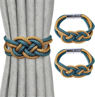 2-pack mini magnetische gordijn strikken - 47 cm lange magnetische gordijn strikken - elegante handgeweven decoratieve gordijnstrikken - geschikt voor gordijnen in huis en op kantoor