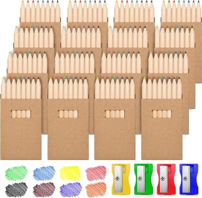 Kleurpotloden Set - Tekenkrijtjes Hout - Creatief Tekenen - 128 Potloden 16 Doosjes - 8 Kleuren Per Set - Multicolor