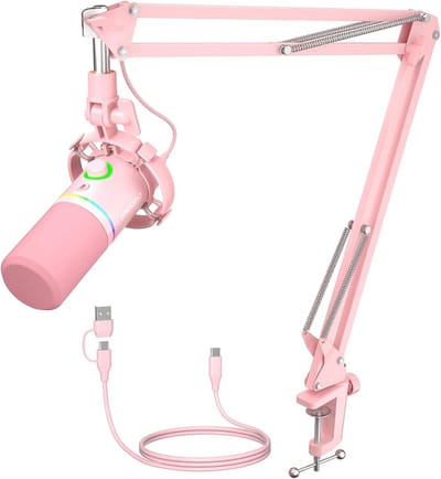 Dynamische Microfoon Kit - USB XLR Microfoon - Streaming Podcasting - Software Controle - 42x16x9.5cm - Roze