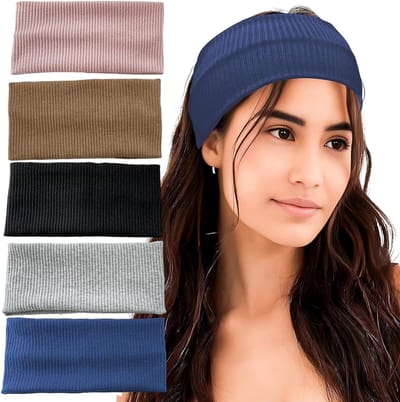 Zachte en Ademende Sport Haarbanden - 5 Stuks Elastische Multicolore Haarbanden voor Hardlopen, Fitness en Yoga - Modieus, Comfortabel en Vouwbaar