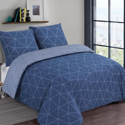 Dailygoody - Beddengoed - Omkeerbaar dekbedset - 240 x 220 cm - Blauw/denimblauw - Katoenen dekbedovertrek - Geschikt voor 2-persoonsbed - Luxe s