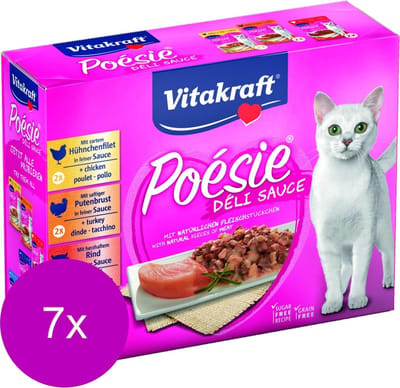 Vitakraft Poesie Multipack Deli Sauce Vlees Pouch 6x85 g - Kattenvoer - 7 x Kip&Kalkoen
