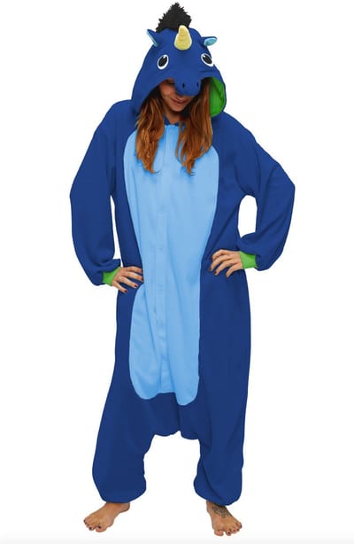 KIMU® Onesie Donkerblauwe Eenhoorn Pak - Maat XS-S of 152-158 - Eenhoornpak Unicorn Kostuum Donkerblauw - Unicornpak Jumpsuit Dames Heren Festival