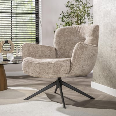 Dimehouse Savona draaibare fauteuil Hoven Rich Stof Zand - Chenille - Scandinavisch & Basic