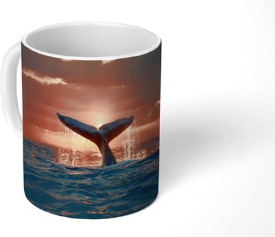 Mok - Koffiemok - Walvis staart - Water - Zonsondergang - Mokken - 350 ML - Beker - Koffiemokken - Theemok