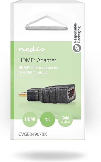 Nedis HDMI-Adapter - HDMI Micro-Connector - HDMI Output - Verguld - Recht - ABS - Zwart - 1 Stuks - Doos