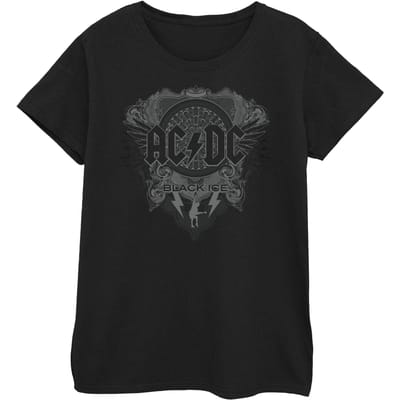 AC/DC Dames/Dames Zwart IJs Katoenen T-Shirt (Zwart)
