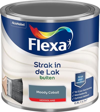 Flexa - Strak In De Lak Buitenlak Hoogglans - Moody Cobalt - Mengverf - 500 Ml