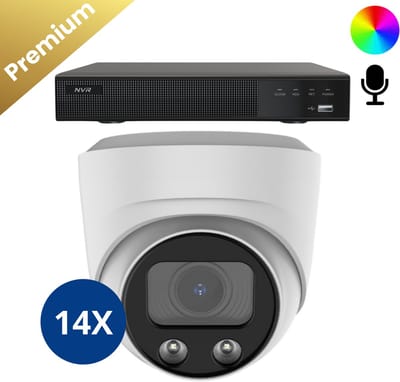 14x Beveiligingscamera set – Bedraad – Sony Dome Premium Full Color 4K – Wit