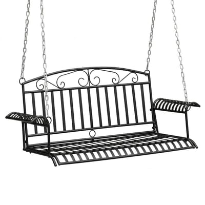 Archi Hangmatbank 2-persoons – Schommelbank - Metalen tuinschommelbank – Voor tuin, terras & balkon – Zwart